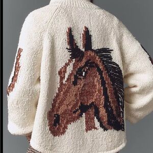 Pilcro Anthropologie western horse sweater cardigan